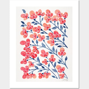 melon blue cherry blossoms Posters and Art